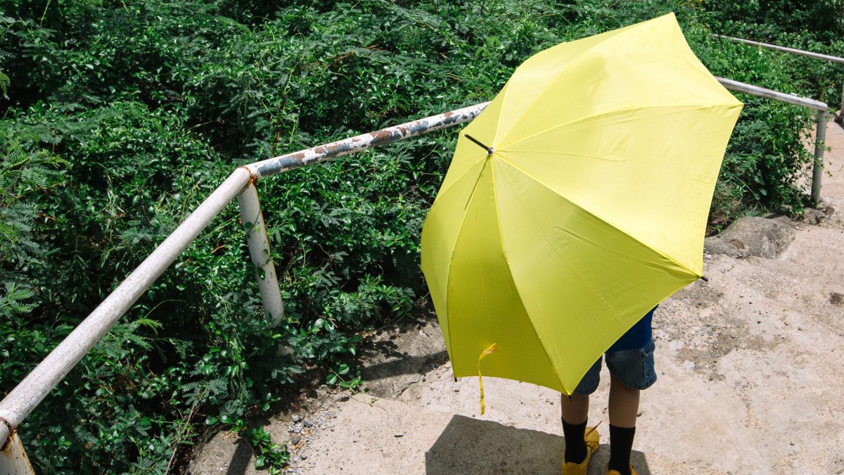 Person standing under an umbrella