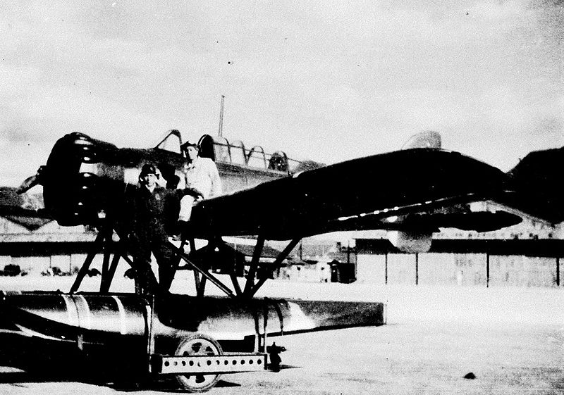 An historical image of the Nobuo Fujita seaplane which flew over Sydney on a reconnaissance mission in 1942