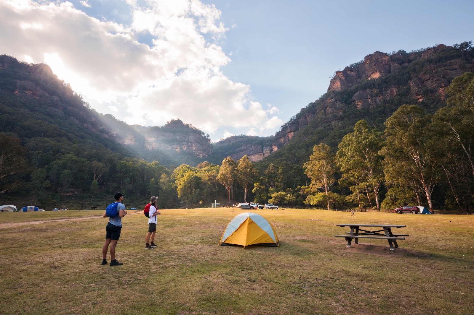 Camping at Newnes campground in Wollemi National Park. Photo: Daniel Tran/DPIE