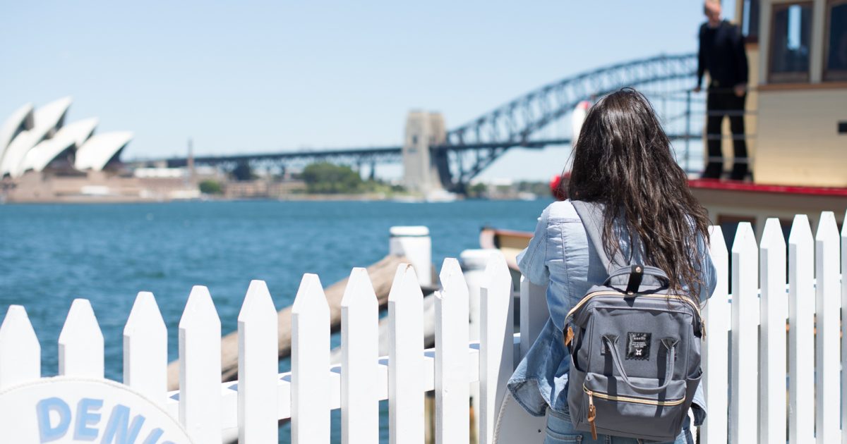 Person waiting to board a ferry at Fort Denison, Sydney Harbour National Park