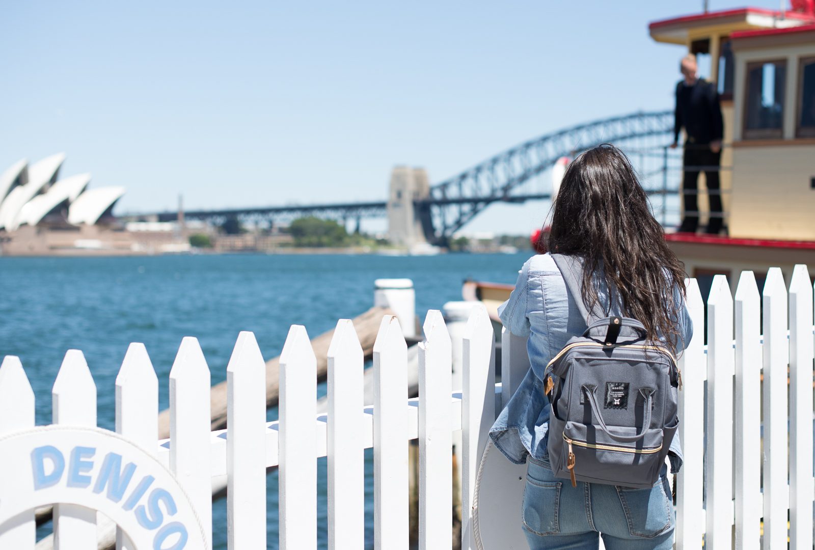 Person waiting to board a ferry at Fort Denison, Sydney Harbour National Park