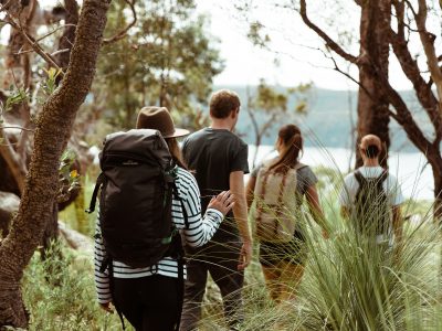 Group of people walking in Ku-ring-gai Chase National Park. Photo: Tim Clark/DPIE