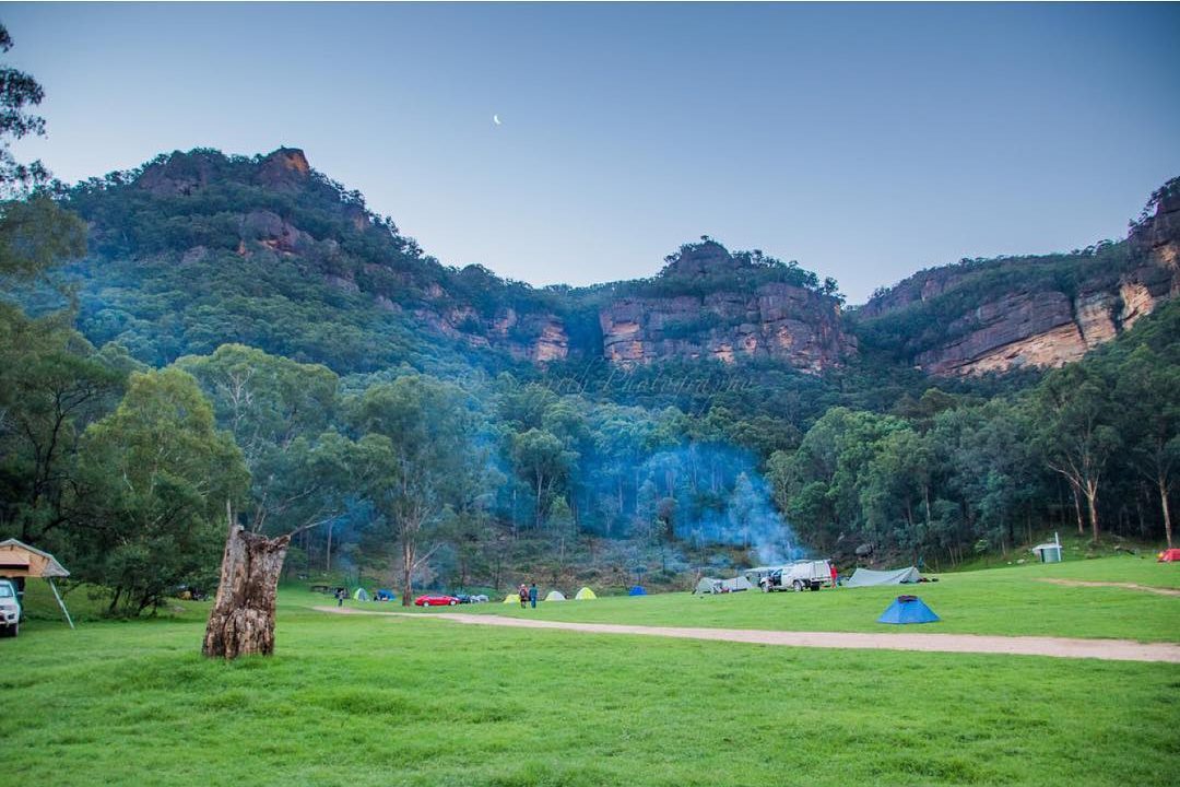 Group of campers at Newnes campground, Wollemi National Park. Photo: Instagram @spiritsree