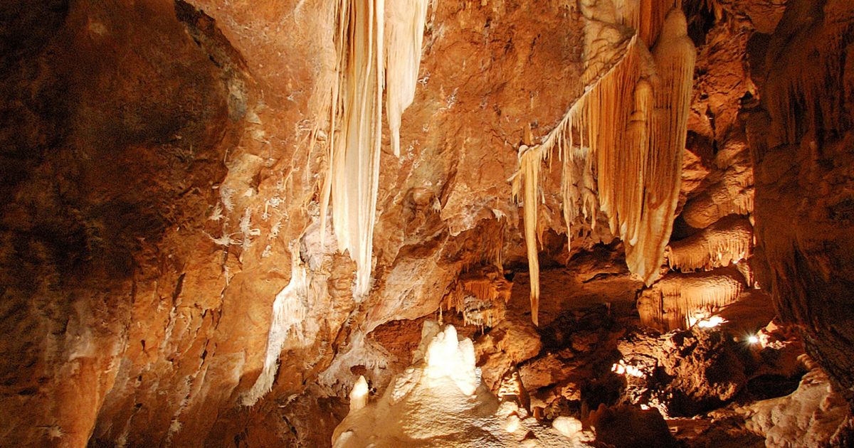 Group of people exploring Jenolan Caves in the Blue Mountains. Photo: Jenolan Caves