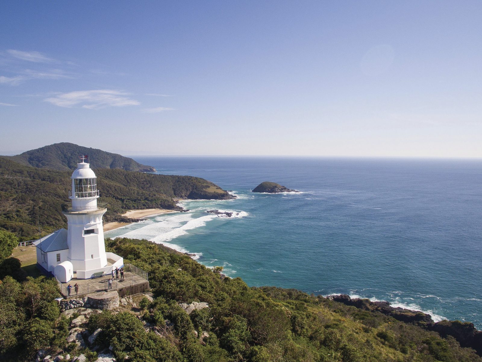Aerial view of Smoky Cape Lighthouse in Hat Head National Park. Photo: Jessica Robertson