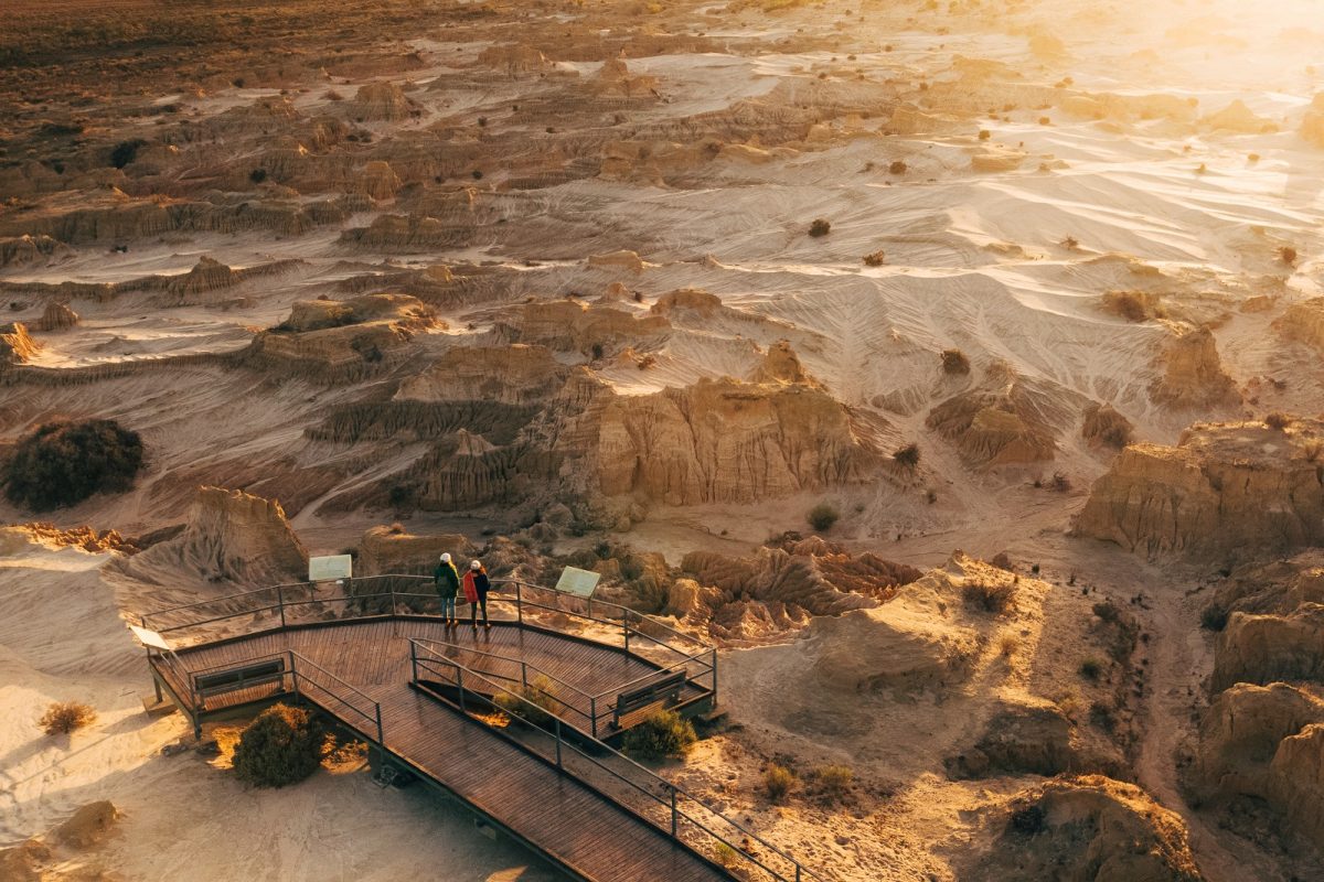 Aerial view of Redtop lookout at Mungo National Park