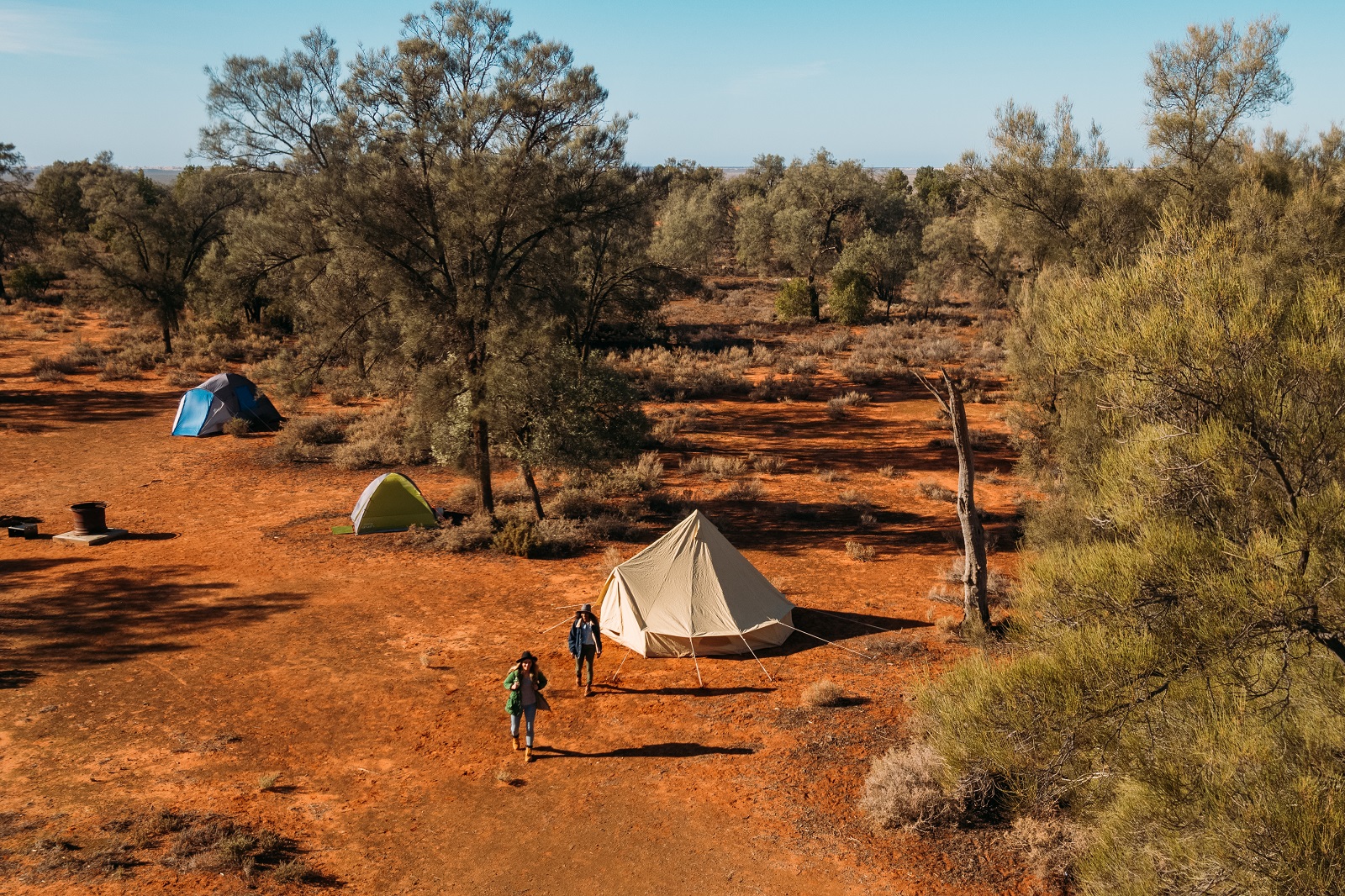 Aerial view of a campground in Mungo National Park. Photo credit: Melissa Findley/DPIE