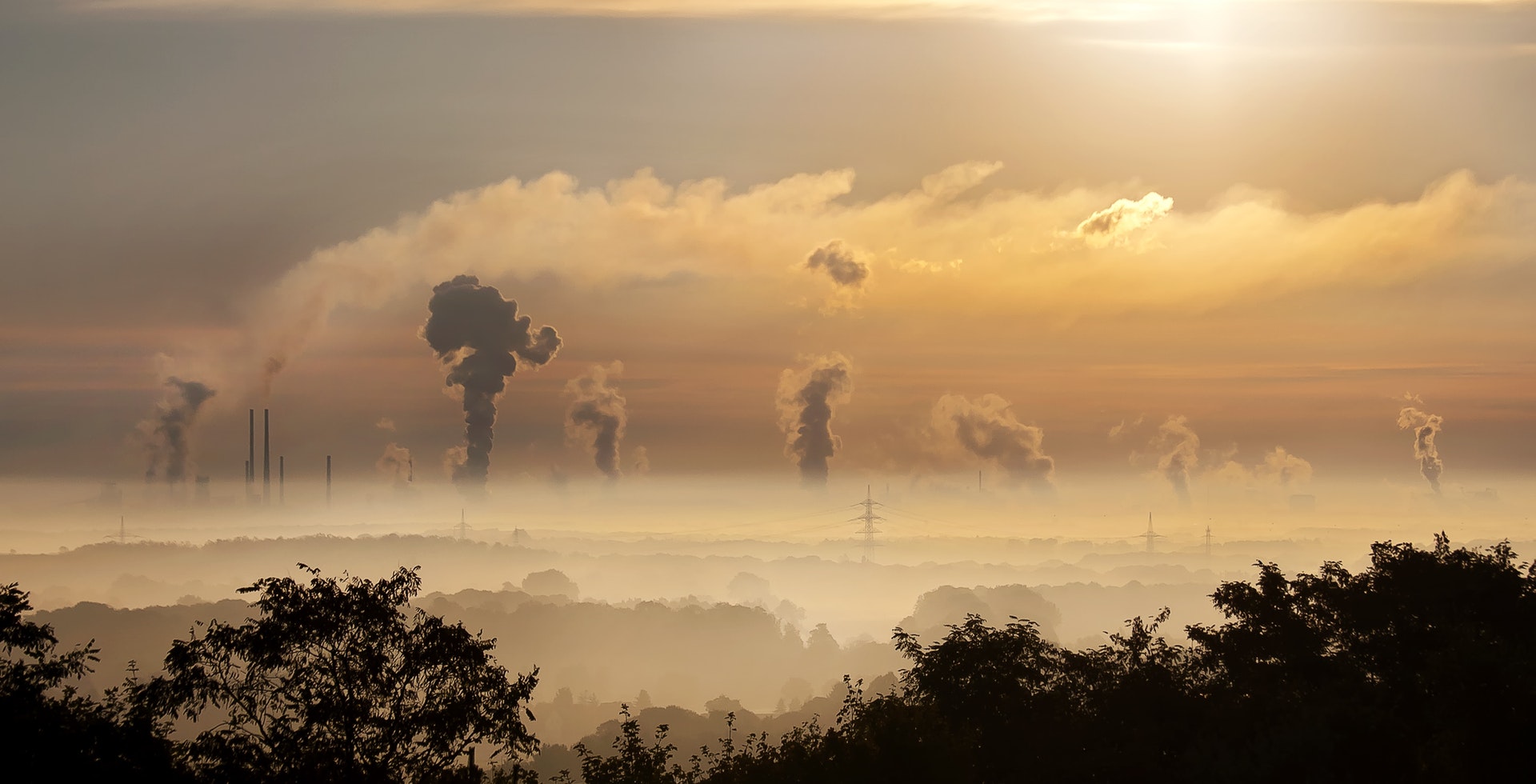 Aerial of air pollution from factories. Pixabay