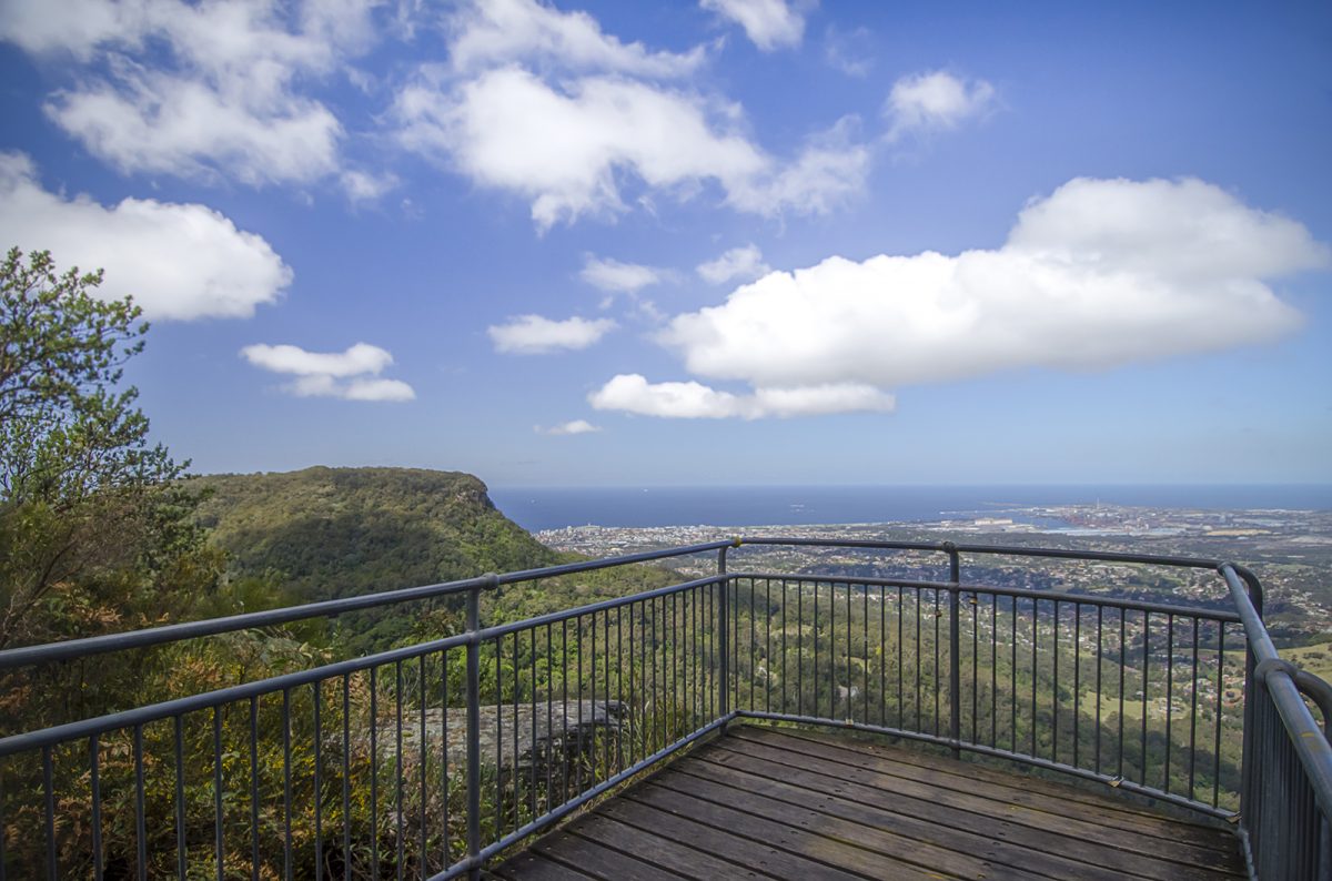 Robertson's lookout, coastal and rainforest scenic view of Mount Keira. Illawarra Escarpment State Conservation Area. Photo: John Spencer/DPIE