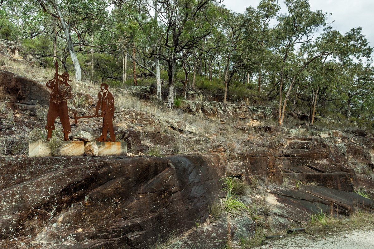 Corten silhouettes in Quarry Devines Hill, Dharug National Park. Photo: Sarah Abad