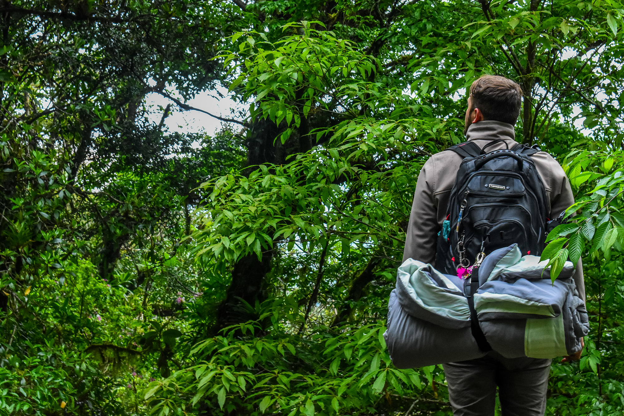 A view of a man with backpack. Photo: Juan Mandez via Pexels