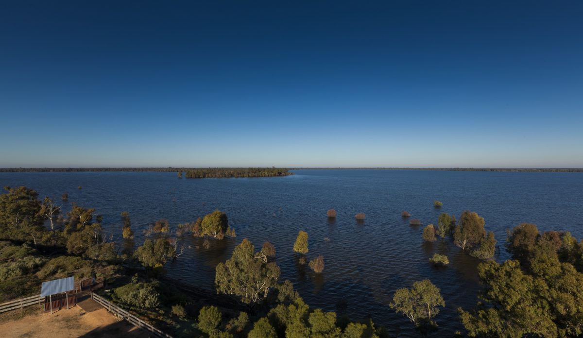 Yanga Lake with lookout. Photo credit: David Finnegan/DPIE