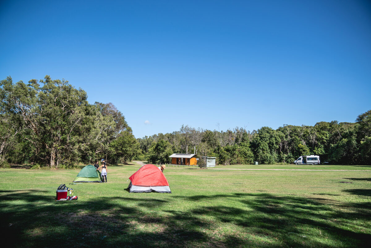 Two tents in Indian Head campground, Crowdy Bay National Park. Photo credit: Rob Mulally / DPE