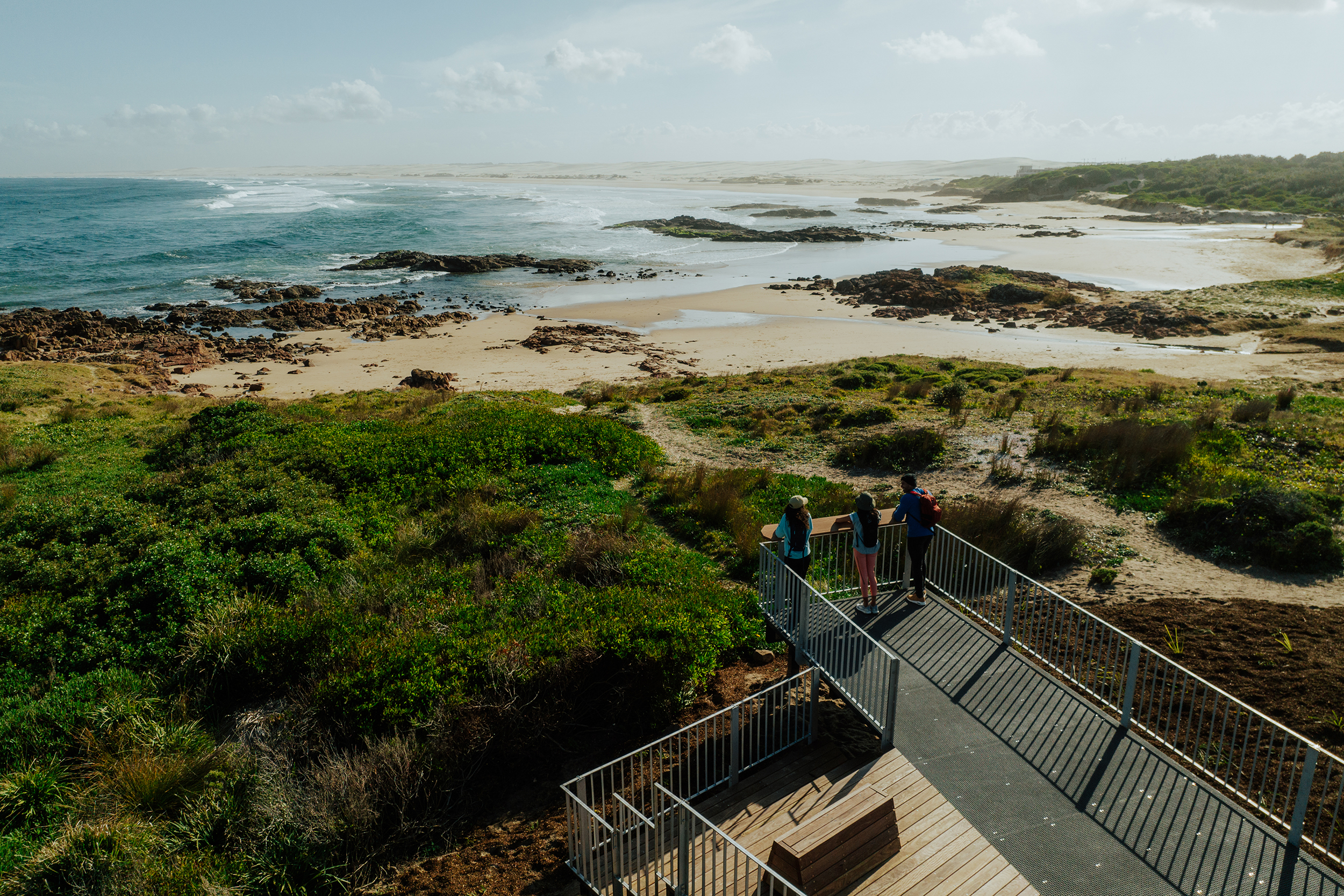 Aerial Birubi Point Aboriginal Place, Tomaree Coastal Walk, Tomaree National Park. Photo: credit: Remy Brand / DPE