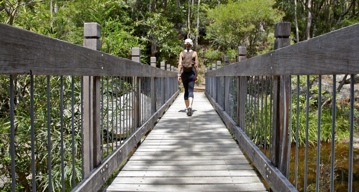 Woman walking on Yuelarbah walking track.