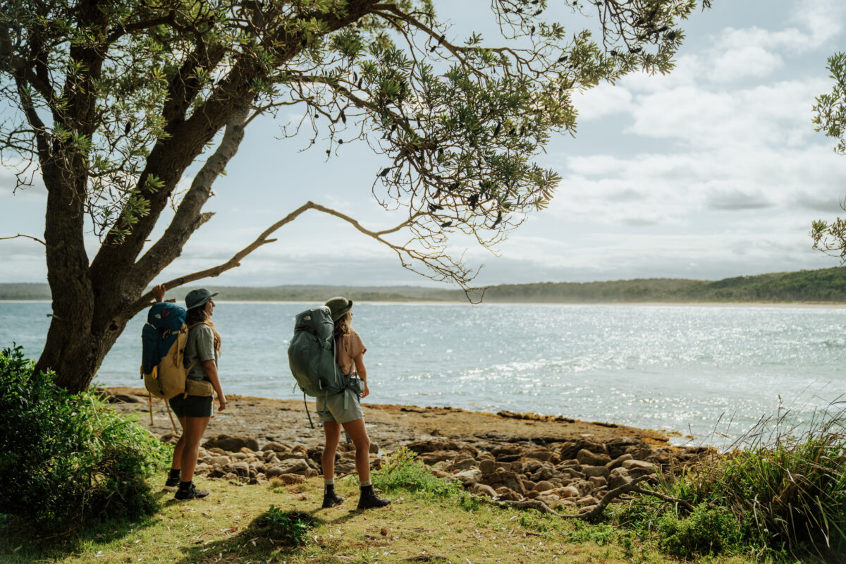 Two people at Calm Corner, Murramarang South Coast Walk. Photo credit: Remy Brand / DPE