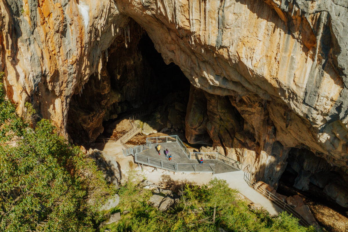 erial view of Victoria Arch Womebyan Caves, Wombeyan Karst Conservation Area. Photo credit: Remy Brand / DCCEEW