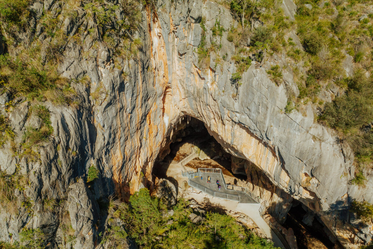Aerial view of Victoria Arch Womebyan Caves, Wombeyan Karst Conservation Area. Photo credit: Remy Brand / DCCEEW