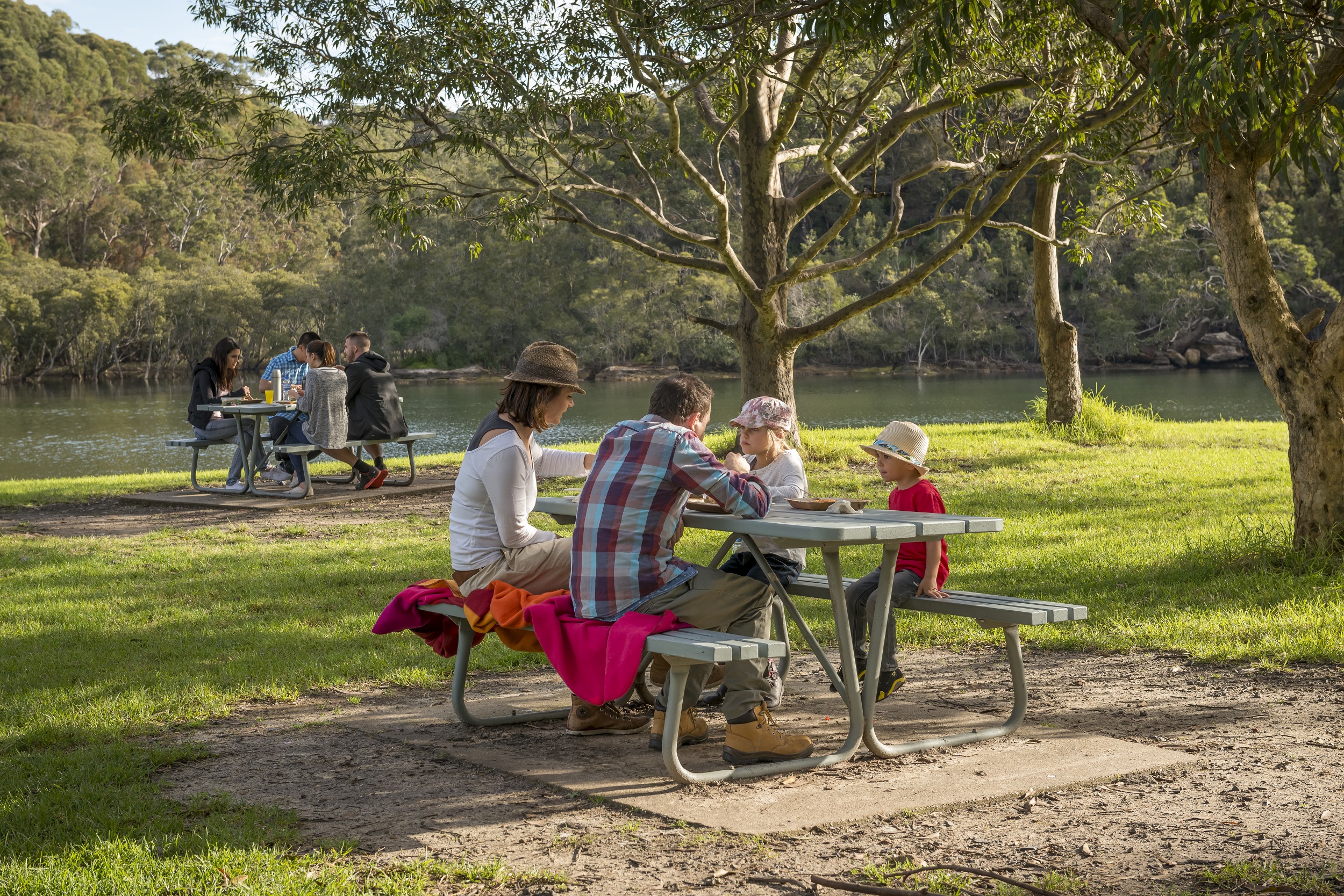 A family enjoying a picnic at Davidson Park picnic area.